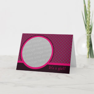 Karierte Kinderankündigung 2 (Hot Pink) Ankündigung