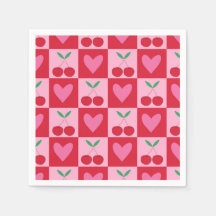 Karierte Kirschen mit rosa Herzmuster