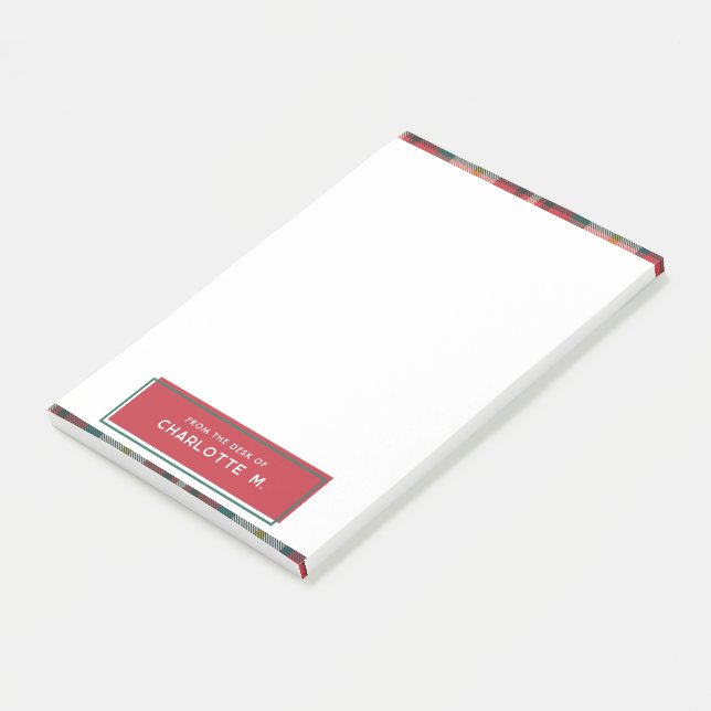 Karierte klassische Personalisierte Schule Post-it Klebezettel (angewinkelt)