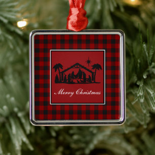 Karierte Krippe Ornament Aus Metall