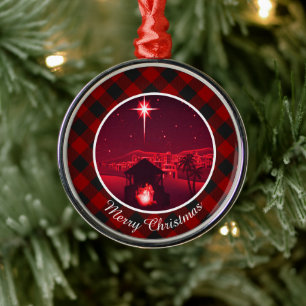 Karierte Krippe Ornament Aus Metall