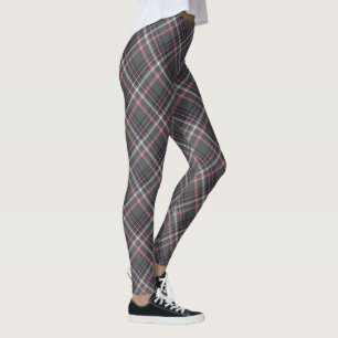 Karierte Leggings in Grau und Rosa