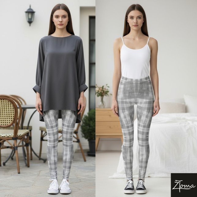 karierte Leggings in Grautönen und Weiß (Von Creator hochgeladen)