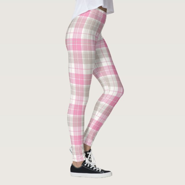 Karierte Leggings in Rosa und Grau Retro (Rechts)