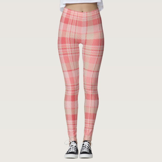Karierte Leggings in weichrosa Farbe (Vorderseite)