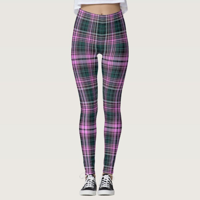 Karierte Leggings Rosa/Grün (Vorderseite)