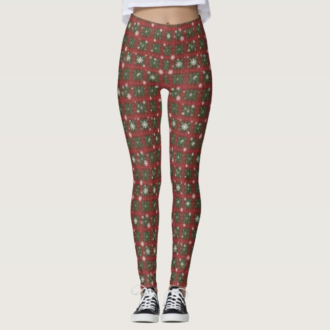 Karierte Leggings zu Weihnachten (Vorderseite)
