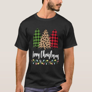 Karierte Leopardenmuster Frohe Weihnachtsbaum für T-Shirt