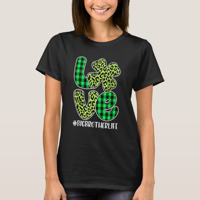 Karierte Liebe Big Brother Kleeblatt St Patricks D T-Shirt (Vorderseite)