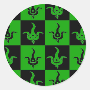 Karierte Logoaufkleber der Blüte Runder Aufkleber