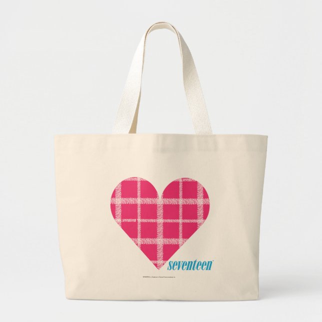 Karierte Magenta 2 Jumbo Stoffbeutel (Vorne)