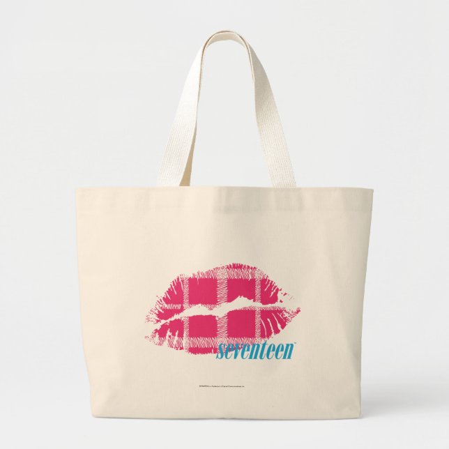 Karierte Magenta Jumbo Stoffbeutel (Vorne)