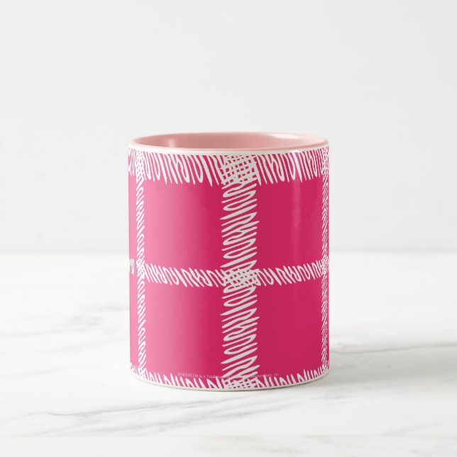 Karierte Magenta Zweifarbige Tasse (Mittel)