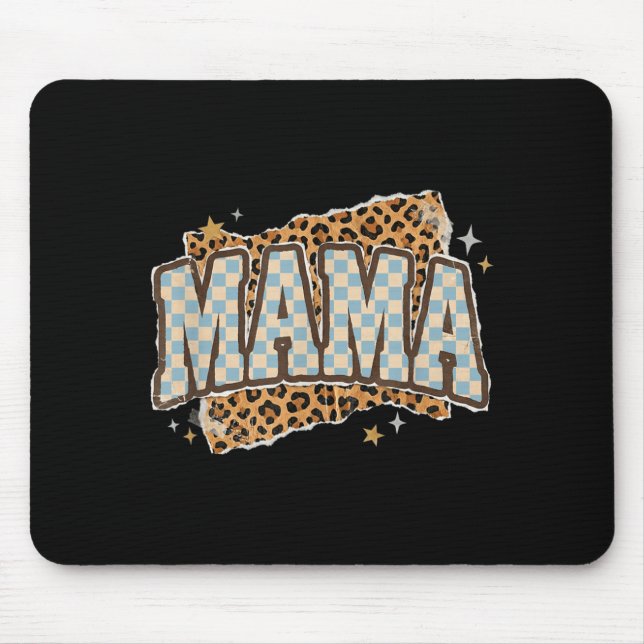 Karierte Mama Leopard Muttertag Neue Mutter Leben Mousepad (Vorne)