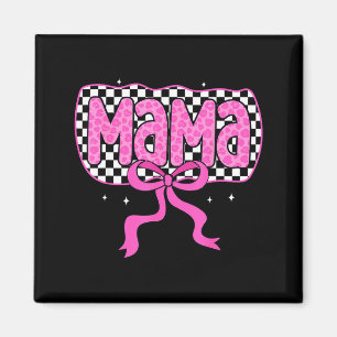 Karierte Mama süße rosa Kokette Schleife Mutter Mü Magnet