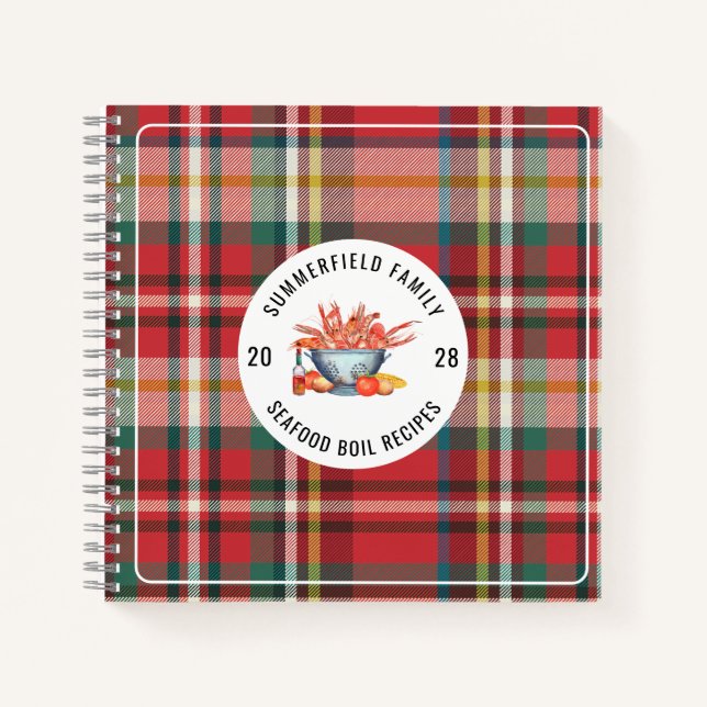 Karierte Meeresfrüchte Kekse Familie Kräuterfisch  Notizbuch (Vorderseite)