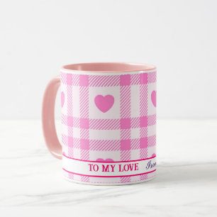 Karierte moderne rosa Herzenskollektion Tasse