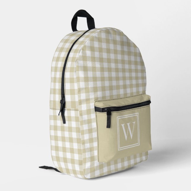 Karierte Monogram für den Gingham-Karo in Beige un Bedruckter Rucksack (Rückseitige Ecke links)
