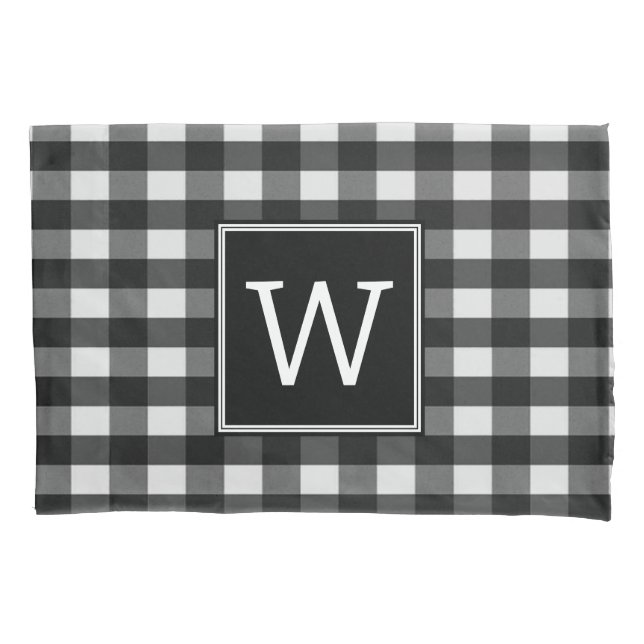 Karierte Monogram-Pillowcase-Box Kissenbezug (Vorderseite)