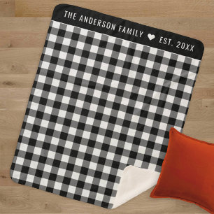 Karierte Monogramm aus schwarz-weißem Buffalo Sherpadecke