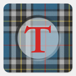 Karierte Monogramm/Foto-Rahmen Quadratischer Aufkleber