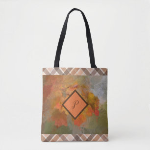 Karierte Monogramm-Tasche Herbstlaub-Browns