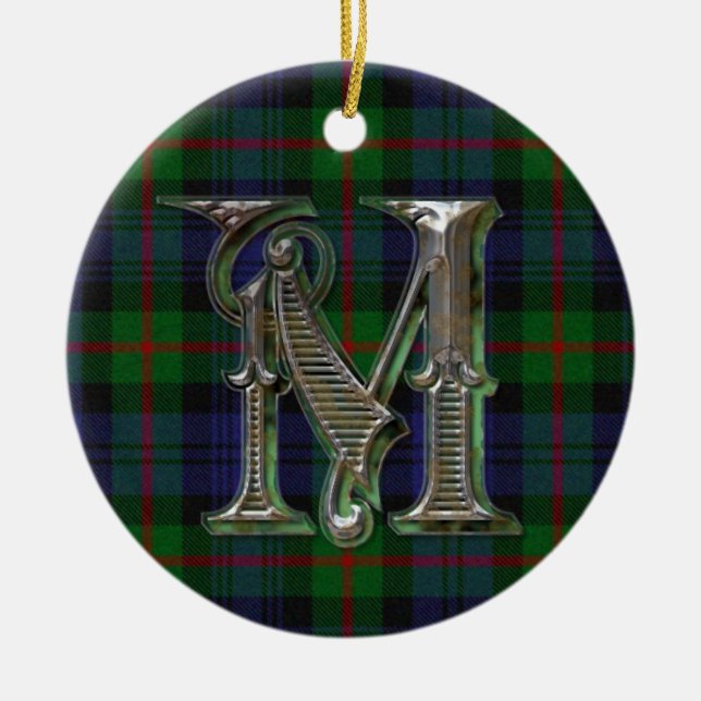 Karierte Monogrammverzierung Murrays Keramik Ornament (Vorne)