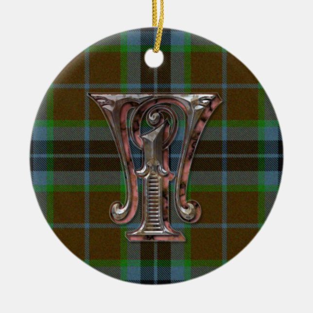 Karierte Monogrammverzierung Thomson Keramikornament (Vorne)