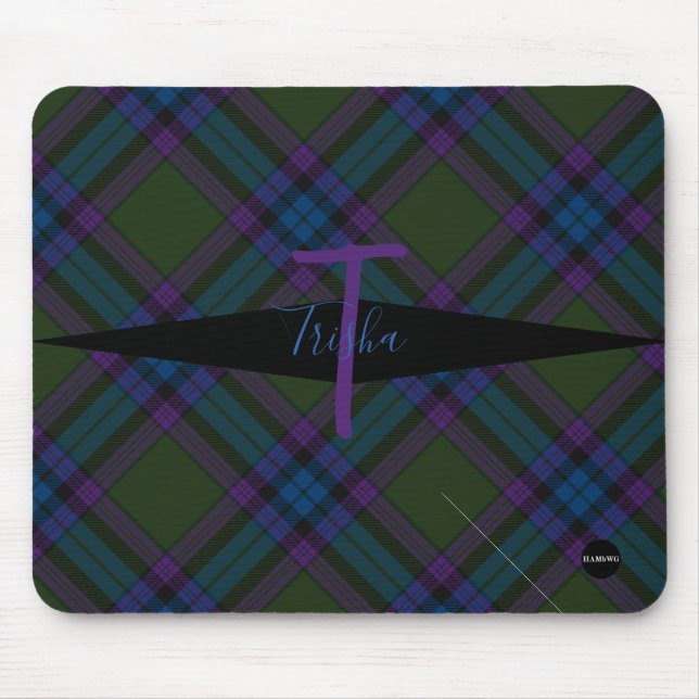 Karierte Mousepad - HAMbyWG - Olivenöl, Lila (Vorne)