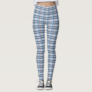 Karierte Muster-Leggings blau und rot Leggings
