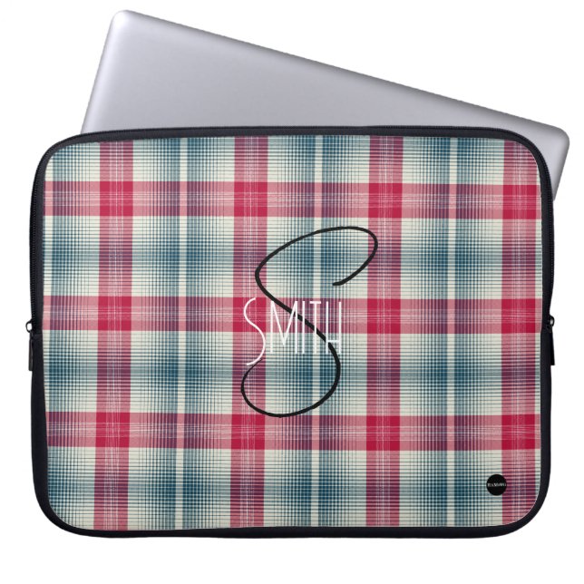 Karierte Notebook-Abdeckung mit rotem und blauem H Laptopschutzhülle (Vorderseite)