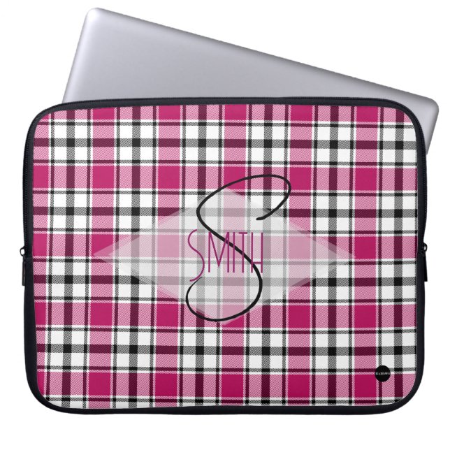 Karierte Notebook-Abdeckung w Rosa, Schwarz-Weiß H Laptopschutzhülle (Vorderseite)