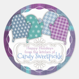 Karierte OfenMitte Weihnachten aus der Küche Runder Aufkleber