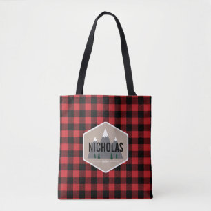 Karierte Pattern-Tote-Tasche aus Red & Black Buffa