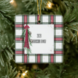 Karierte Personalisierte Weihnachtsfeier Keramik O Keramikornament
