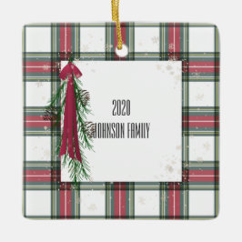 Karierte Personalisierte Weihnachtsfeier Keramik O Keramikornament