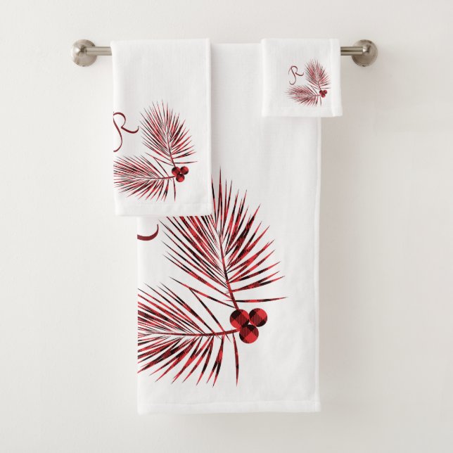 Karierte Pine Needles vom Roten Buffalo Badhandtuch Set (Insitu)