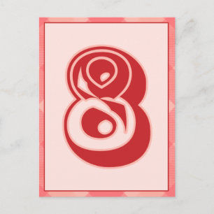 Karierte Pink-Nummer "8" Typografie-Bannerkarte Postkarte