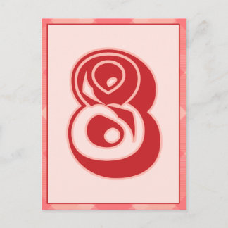 Karierte Pink-Nummer "8" Typografie-Bannerkarte Postkarte