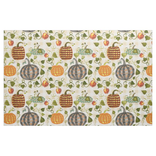 Karierte Pumpkins im Herbst Äpfel auf Gingham Stoff (Fat Quarter (45,7 x 55,9 cm))