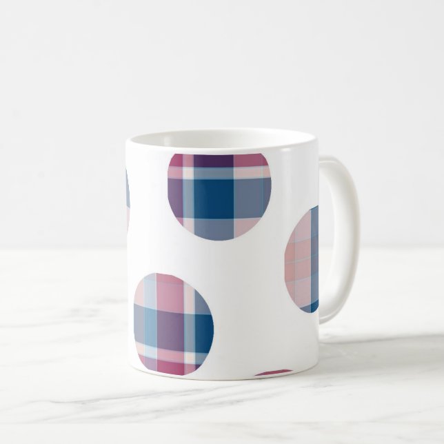 Karierte Punkte Kaffeetasse (VorderseiteRechts)