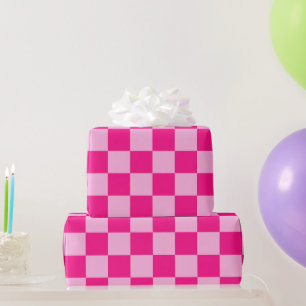 Karierte Quadrate hell heiß rosa geometrisch retro Geschenkpapier