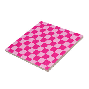 Karierte Quadrate helles Heißrosa geometrisch retr Fliese