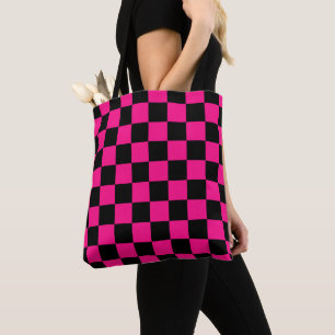 Karierte Quadrate Hot Pink Schwarz geometrisch Ret
