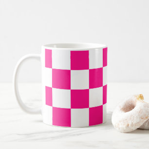 Karierte Quadrate Hot Pink Weiße geometrische Retr Kaffeetasse