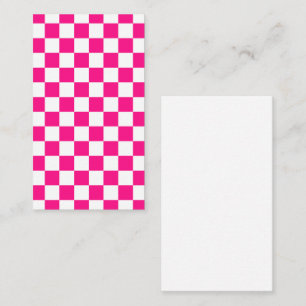 Karierte Quadrate Hot Pink Weiße Geometrische Retr Visitenkarte