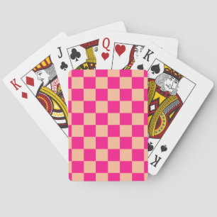 Karierte Quadrate Pfirsich heiß rosa geometrisch r Spielkarten
