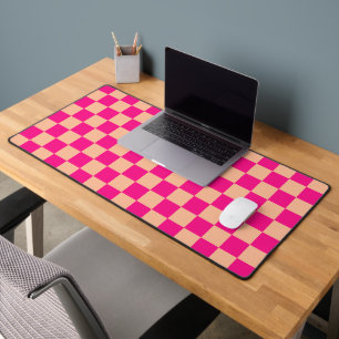 Karierte Quadrate Pfirsich heißes Rosa geometrisch Schreibtischunterlage