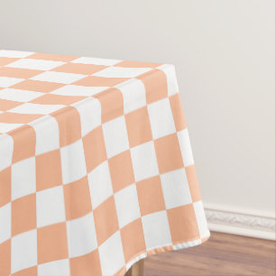 Karierte Quadrate Pfirsich Orange Weiß geometrisch Tischdecke