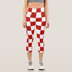 Karierte Quadrate rot weiß geometrisch retro Capri Leggings